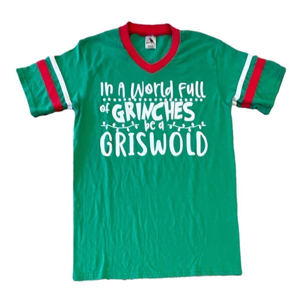 Green Trimmed in Red & White Size Small Griswold Christmas Tee